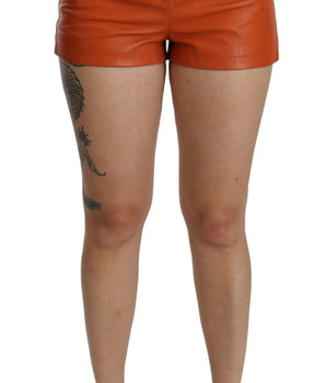 Dolce & Gabbana Orange Leather High Waist Hot Pants Shorts Dolce & Gabbana 