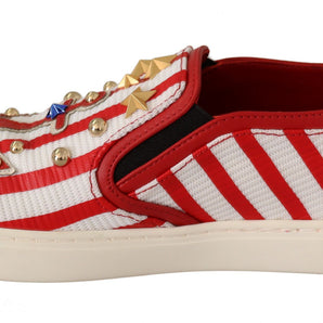 Dolce & Gabbana Stripe Print Studded Loafers