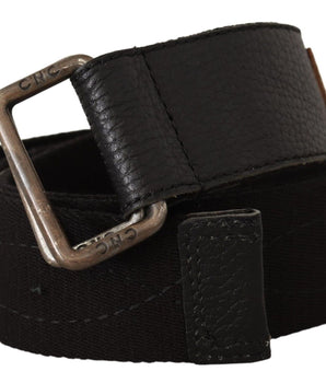 Costume National Black Cotton Ducati Metal Buckle Belt Costume National 