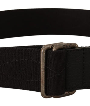 Costume National Black Cotton Ducati Metal Buckle Belt Costume National 
