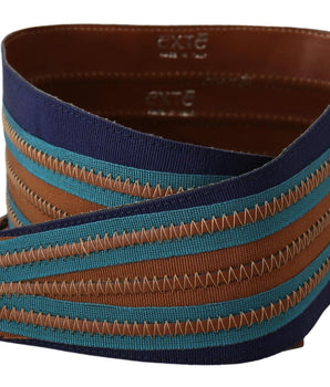 Exte Brown Leather Wide Waistband Tie Fastening Belt Exte 