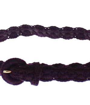 Dolce & Gabbana Purple Cotton Gold Logo Waist Belt Dolce & Gabbana 