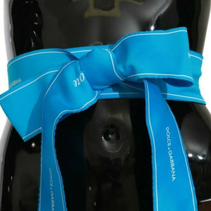 Dolce &amp; Gabbana Elegant Bow Snap Blue Waist Belt