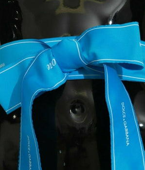 Dolce & Gabbana Blue Waist Ribbon Wide Bow Belt Dolce & Gabbana 