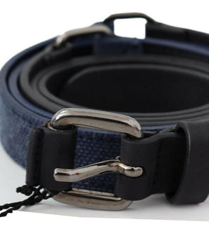 Costume National Black Blue Leather Silver Logo Belt Costume National 