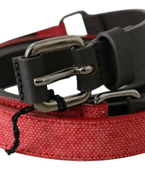 Costume National Red Brown Leather Silver Logo Buckle Waist Belt Costume National 