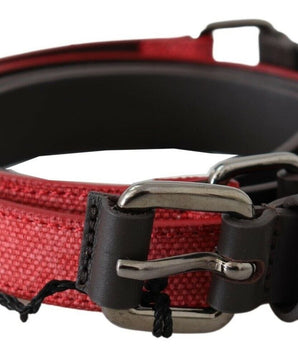 Costume National Red Brown Leather Silver Logo Buckle Waist Belt Costume National 