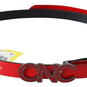 Custom National Red Black Reversible Leather Logo Buckle Belt