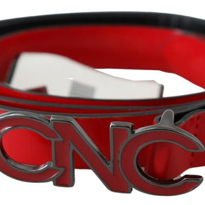 Custom National Red Black Reversible Leather Logo Buckle Belt