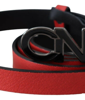 Costume National Red Reversible Leather Logo Belt Costume National 