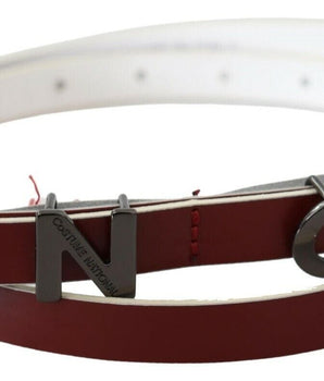 Costume National Maroon Leather Logo Skinny Fashion Costume National 