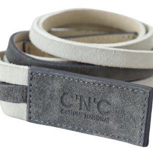 Costume National Chic White Leather Logo Belt