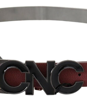 Costume National Maroon Skinny Leather Logo Fashion Belt Costume National 