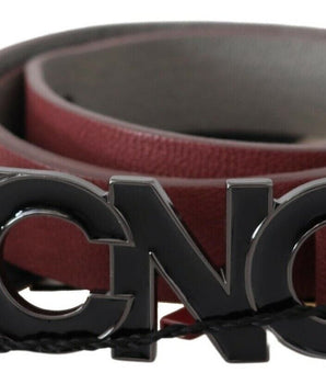 Costume National Maroon Skinny Leather Logo Fashion Belt Costume National 