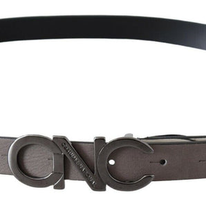 Custom National White Black Leather Letter Logo Buckle Belt