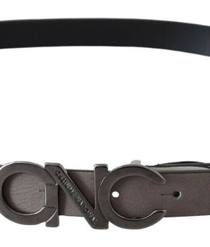 Costume National White Black Leather Letter Logo Buckle Belt Costume National 