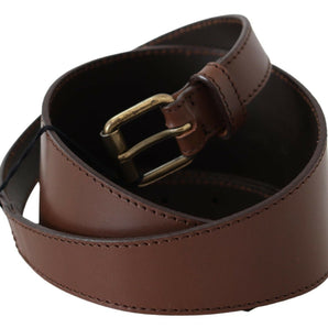 PLEIN SUD Chic Brown Leather Fashion Belt with Bronze-Tone Hardware