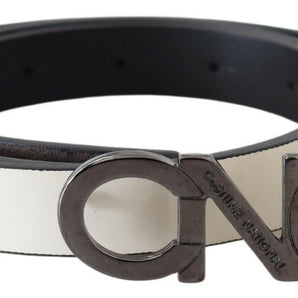 Custom National Metallic Gray Italian Leather Fashion Belt