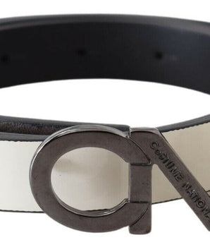 Costume National Belt Mettalic Gray Leather Logo Belt Costume National 