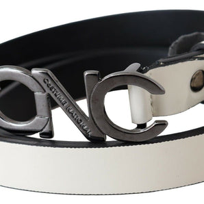 Custom National Metallic Gray Italian Leather Fashion Belt