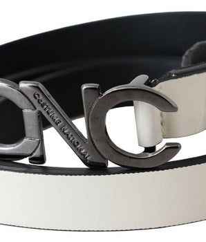 Costume National Belt Mettalic Gray Leather Logo Belt Costume National 