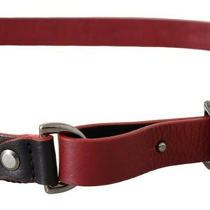 Custom National Black Red Skinny Leather Logo Belt