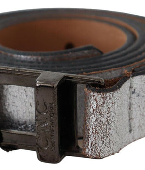 Costume National Brown Metallic Silver Leather Belt Costume National 