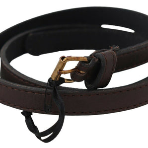 MILA SCHÖN Elegant Brown Leather Fashion Belt with Gold-Tone Buckle