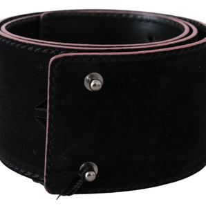 Custom National Black Leather Wide Waist Studded Women Belt