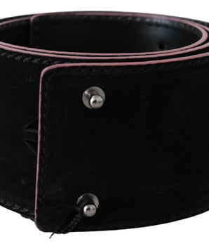 Costume National Black Leather Wide Waist Studded Women Belt Costume National 