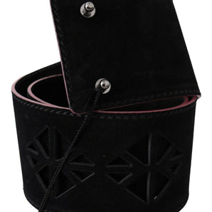 Custom National Black Leather Wide Waist Studded Women Belt