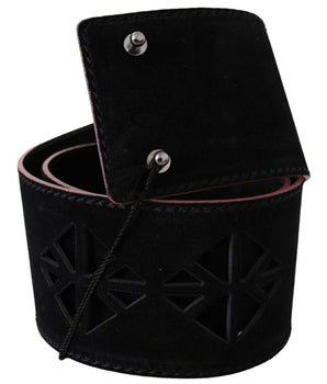 Costume National Black Leather Wide Waist Studded Women Belt Costume National 