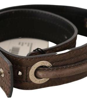 Costume National Brown Leather Silver Fastening Belt Costume National 