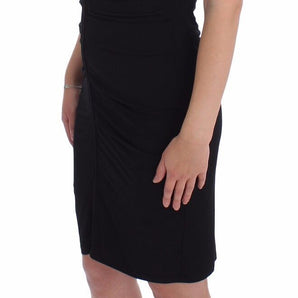 Roccobarocco Elegant Black Sheath Jersey Knee-Length Dress