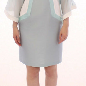 Sergei Grinko Elegant Turquoise Silk Sheath Dress