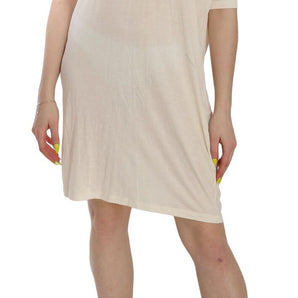 Costume National Chic Cream A-Line Elbow Sleeve Dress