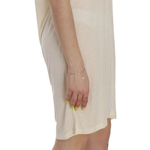 Costume National Chic Cream A-Line Elbow Sleeve Dress