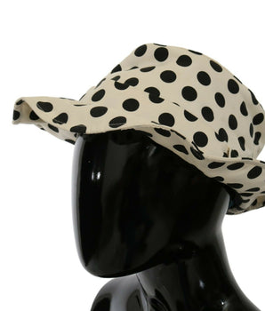 Dolce &amp; Gabbana White 100% Cotton Polka Dot Design Trilby Hat