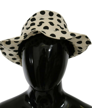 Dolce &amp; Gabbana White 100% Cotton Polka Dot Design Trilby Hat