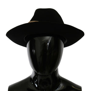 Dolce &amp; Gabbana Elegant Black Lapin Wide Brim Panama Hat