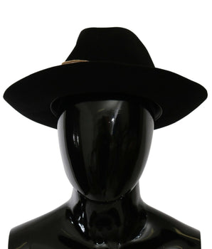 Dolce & Gabbana Black Lapin Amor Gignit Wide Brim Panama Hat Dolce & Gabbana 