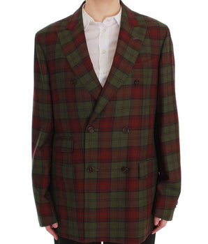 BENCIVENGA Elegant Checkered Double-Breasted Wool Blazer BENCIVENGA 