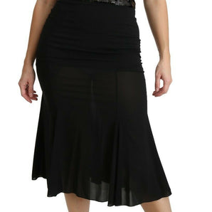 Dolce &amp; Gabbana Chic High Waist Black Silk Blend Skirt