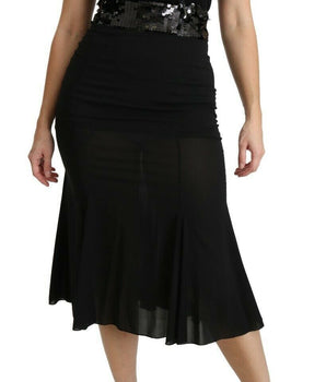 Dolce & Gabbana Chic High Waist Black Silk Blend Skirt Dolce & Gabbana 
