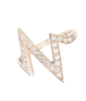 Nialaya Radiant Silver Crystal Encrusted Ring Nialaya 