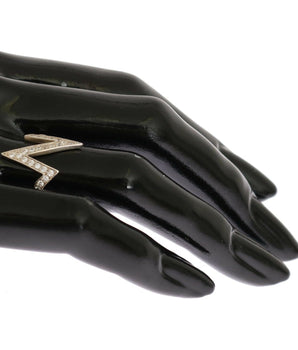 Nialaya Radiant Silver Crystal Encrusted Ring Nialaya 