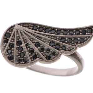 Nialaya Black Rhodium Silver Crystal Ring