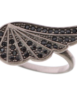 Nialaya Black Rhodium Silver Crystal Ring Nialaya 