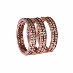 Nialaya Dazzling Pink Gold Plated CZ Crystal Ring