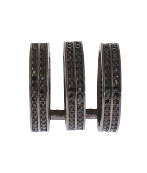 Nialaya Chic Black Crystal Sterling Silver Ring Nialaya 